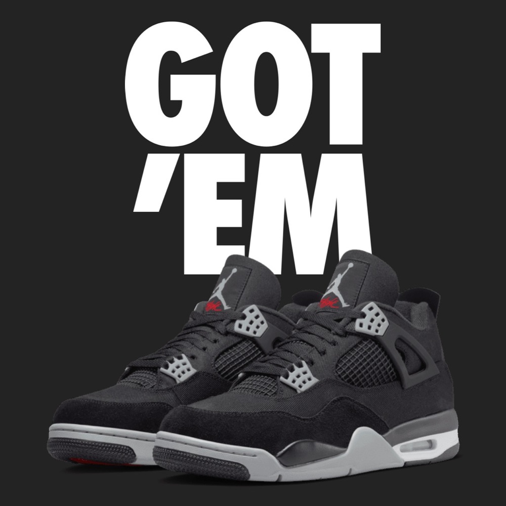 NIB Jordan 4 Retro SE Black Canvas